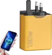 Fast Charging USB Wall Charger,120W USB Phone Adapter Multiport Wall Charger - Compact Type-C Charger Block Fast Charging International Wall Plug for Laptops