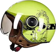 Motorcycle Jet Half Helmet Adult Motorcycle Open Face Helmets with Visor Unisexs Electric Bike Motorbike Helmet for Moped Pilot Scooter Crash Helmet DOT Approved M~XL (57~62cm)
