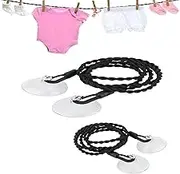 2Pcs Clothes Drying Rope with Suction Cup, 5ft + 9.8ft Travel Clothesline with Hooks, Portable Retractable Clothes Line, Windproof Clothesline Camping Accessories for Outdoor and Indoor