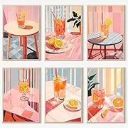 6 Pack Paint by Numbers Kit for Adults, DIY Orange Juice Acrylic Paint by Number Kits On Canvas Without Frame, Cocktail Adult Paint by Number Art and Craft for Home Wall Decor 7.8x11.8inch