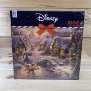 Thomas Kinkade Disney Mickey & Minnie Mouse Christmas Holiday Puzzle 1000 Piece