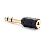 3.5mm 1/8" Female to 6.35mm 1/4" TRS Male Stereo Audio Adapter Headphone Gold