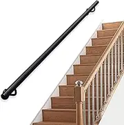 Outdoor Grab Rail Black Metal Stairs Banister Handrail for Indoor Home Kindergarten Lofts Corridors, Hand Rails Safety Wall Support Rod, Stair Railings(7ft/210cm)