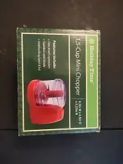 Holiday Time 1.5-Cup Mini Food Chopper One-Touch Pulse Red With Box New