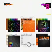 Neon Basketball-Themed Scrapbook Kit for Creative Memory Keeping