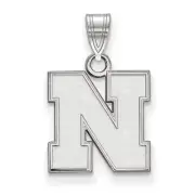 University of Nebraska Cornhuskers School Letter Logo Pendant in Sterling Silver