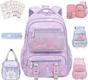[WOTOW] Backpack for Girls – Kids Backpack with Lunch Box Pencil Pouch and Name Stickers - Waterproof School Bag for Teen Girl Kid Students Elementary Middle School, Kids' School Bag