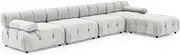 Foret 5 Seater Sofa Modular Arm Ottoman Tufted Velvet Lounge Couch Chaise Beige