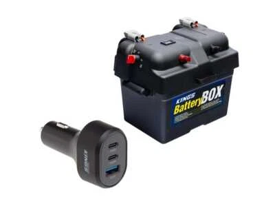 Kings Compact Battery Box + 85W USB Car Charger Fast Charge | 12V & 24V