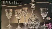 NIB Shannon Crystal Godinger Dublin Decanter +4 Wine Glasses NEW SEALED 5 pc Set