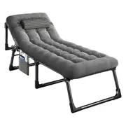 Heavy Duty 200kg Foldable Bed Recliner Chair 4 Reclining Position with Optional Mattress Headrest For Camping Picnic Surf Beach Backyard Relaxation