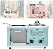 Breakfast Maker Small Breakfast Machine Four in One Toaster Household Toast Sandwich Machine Frying Pan Mini Oven Coffee Maker for Home Two Colors are Available Pink (Color : Pink)