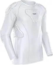 [TUOY] Youth Padded Chest Rib Protector Shirt for Football Baseball Martial Art Padded Compression Shirt Long Sleeve