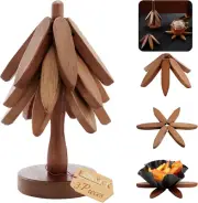 Wooden Tree Coasters with Holder, Wooden Trivets for Hot Dishes Decorative Chris