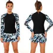 [TMXKOOK] Womens Two Piece Rash Guard Long Sleeve Surfing Swimsuits with Built in Bra