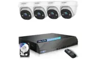 【4K Ultra HD & 2-Way Audio】 Wired Dome Security Camera System, Home Video Survei