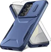 [Asuwish] Phone Case for Samsung Galaxy S24 Plus/S25 Plus S24+ S25+ 5G with Screen Protector and Slide Camera Cover Rugged Hybrid Shockproof Cel S24Plus 24S + S 24 24+ S25Plus 25S 25+ Women Men Blue