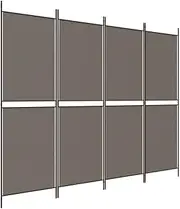 vidaXL Multipurpose 4-Panel Room Divider in Anthracite – 200x200 cm Foldable Polyester Fabric and Iron Screen
