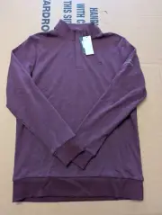 NWT MEN'S TRAVIS MATHEW CLOUD 1/4 ZIP PULLOVER, SIZE: M, COLOR: DARK RED (M23)