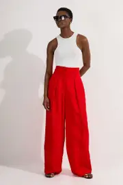 Tall Tailored Viscose Linen Wide Leg Pants