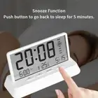 LCD Digital Table Clock 12/24H Desktop Clock Transparent Alarm Clock Indoor