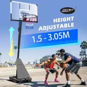 Adjustable Height Portable Basketball Hoop System Backyard Outdoor Court Stand 1.5m -3.05m Professional Training Equipment Genki