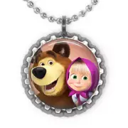 1 MASHA and The BEAR Silver Bottle Cap Necklace set 3!