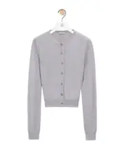 Draped cardigan in cashmere and silk L,M light gray