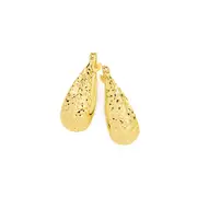 9ct Gold 10mm Diamond-cut Wide Tapered Creole Earrings
