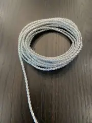 METALLIC SILVER 3MM Twist Cord 2-PLY Trim Polyester (4 YARDS)