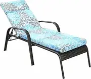 JMGBird Outdoor Chaise Lounge Cushion, 73x21x4 Inch, Tri-Folding Patio Chaise Lounge Chair Cushion, Waterproof, Foldable, Thick, Polyester, Garden Print, Adult, 1 Count