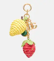 [Dolce & Gabbana] Dolce & Gabbana DG raffia-trimmed keychain One Size multicoloured