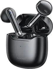[toocki] Bluetooth 5.3 Wireless Earbuds Ultra-Low Latency 25H Playtime True TWS Semi-in-Ear Earphones Comfort Fit Touch Control for iPhone/Android, Black