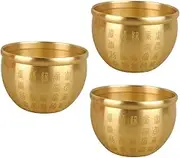 Cabilock 3pcs Pure Copper Bowl Home Decorations Home Accents Decor Clear Ornaments Treasure Basin Money Fortune Basin Chinese offering Bowls Desktop Centerpiece Fortune Bowls Glass