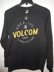 Volcom Men's Stone Long Sleeve T Shirt Small Black