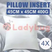 4x Memory Resistant Cushion Pillow Inserts Polyester Filling 45cm x 45cm