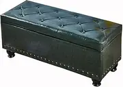 Footstool Entrance Shoe Bench Multifunctional Storage Stool PU Upholstered Seat Solid Wood Stool Mass Storage 60-120cm Ottomans (Color : Gray, Size : 80cm) (Green 100cm)