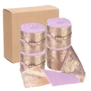 4pcs Chiffon Ribbon 1 1/2"x5 Yard Silk Ribbon Light Purple Glitter Fabric Ribbon