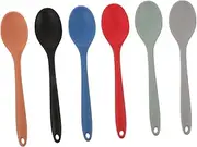 CRILSTYLEO 6pcs Silicone Cooking Spoons Non Stick Heat Resistant Kitchen Utensils Multi Purpose Mixing and Serving Spoons for Soup Rice and More Comfortable Grip and Humanized Handle