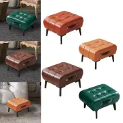 Foot Stool Leather Footstool Kids Seat Ottoman Side Table Padded Seat Seat Chair
