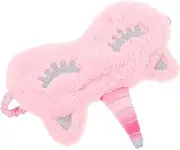 YOSADIER Pink Plush Mask Lightweight Comfortable Eye Shade for Napping Travel Work and Sleep Fluffy Design for Relaxation and