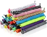 [WILLBOND] 18 Pairs No Tie Curly Shoelaces Elastic Shoe Laces No Tie Shoe Lace for Kids and Adults, 18 Colors, Multicolor, adult size