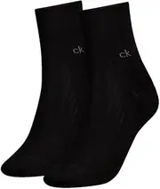 [Calvin Klein Socks] Women's Organic Cotton Roll Top Sock (Pack of 2), black, 39-42