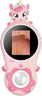 Microscope for Kids, 2in IPS Screen 2MP 500X Portable Pocket Microscope with LED Light, Battery Powered Coin Magnifier Handheld Microscope for Collectors, Mini Microscope (Pink)