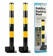 2 X Heavy Duty Folding Robust Security Parking Post Driveway Bollard Lock + Keys