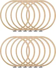 Barbuly 12 Pieces 10 Inch Embroidery Hoops Wooden Round Adjustable Bamboo Circle Hoop Ring Bulk for Art Craft