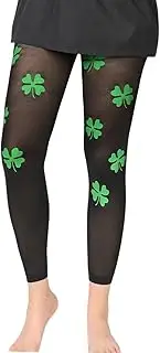 [Generic] Women's Shamrock Clover Print Tights Lucky Clover Pantyhose