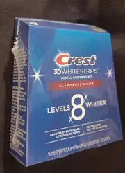 CREST 3D WHITESTRIPS - GLAMOROUS WHITE LEVELS 8 WHITER, NEW & SEALED, LAST 5!