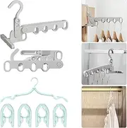 ELE DEPI Portable Folding Drying Rack with 5 Travel Hangers Foldable,Collapsible Clothes Drying Rack with 5 Holes,Foldable Hangers for Traveling,Dorm,Cruise and Laundry.(1+5)