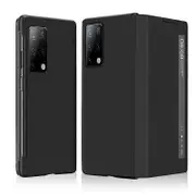 For Huawei Mate X2 Leather Texture Horizontal Flip Phone Case with Smart Touch Call Display ID Black